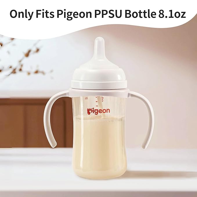 PIGEON Baby Bottle Handles PPSU Bottles 8.1Oz, Easy to Hold for Baby Hands, 1 Pack (Gray)