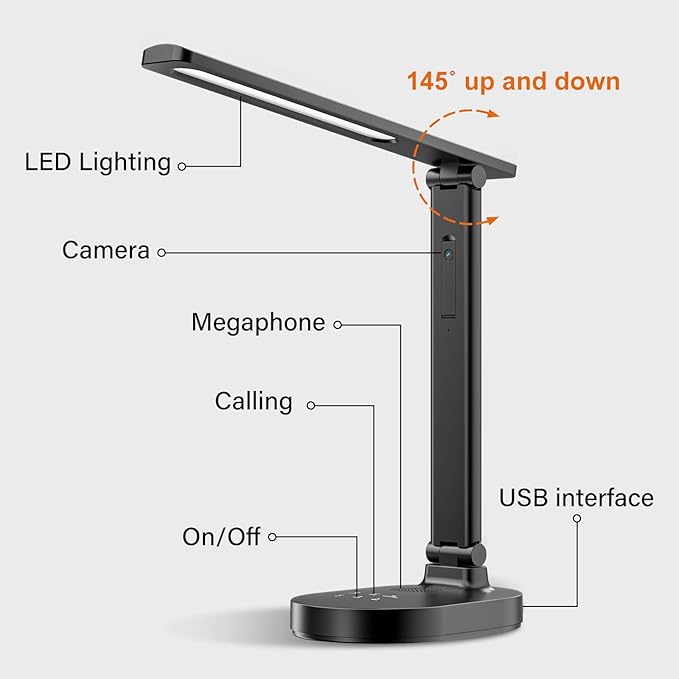 Smart WiFi Baby Monitor with Camera, Eye-Care Desk Lamp with 5 Brightness, Baby Monitors 2k HD, 2-Way Talk, 2.4 GHz Motion Detection Indoor Camera for Baby/Elderly/Pet