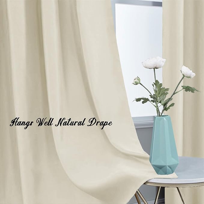 Extra Long Blackout Curtains - 2 Story High Living Room Drapes - Tall Curtains for High Ceiling or Long Window - 144 156 168 192 204 216 240 Inch 12ft-20ft Length(1 Panel,Beige, 52″x204″)