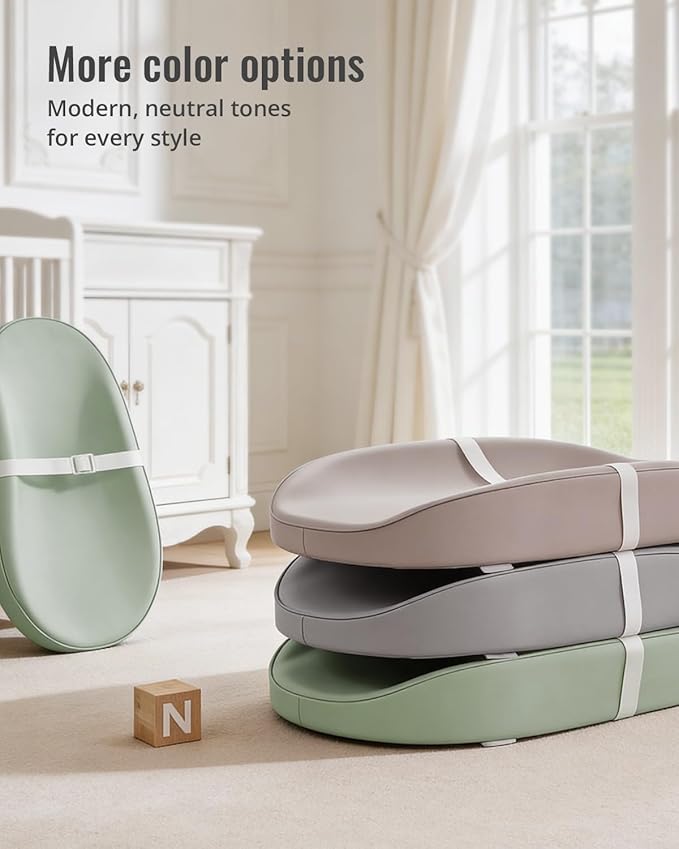 Blissful Diary Vegan Leather Baby Changing Pad with Waterproof & Wipe-Clean PU Cover, Avocado Size Cozy Diaper Changing Pad for Dresser and Table, Light Green