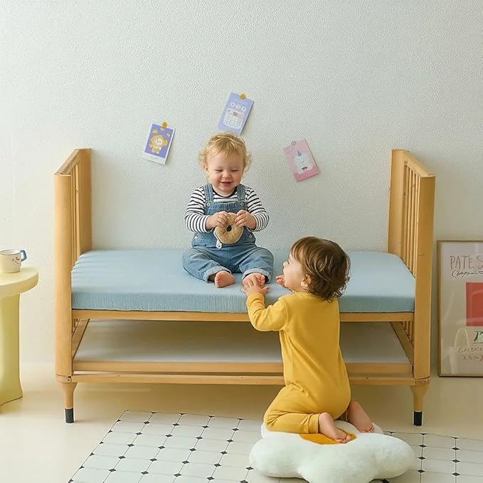 Muslin Crib Sheets - Fitted Crib Mattress Sheets for Boys and Girl - 28"x 52", 2 Pack (Dinosaur, Blue)