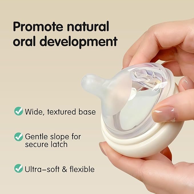Aynmer Natural Flow Silicone Baby Bottle Nipple for Wide Neck Bottles Level 0, Extra Slow Flow (SS) Nipple, 0+ Months, 4 Counts (Pack of 1) BPA-Free