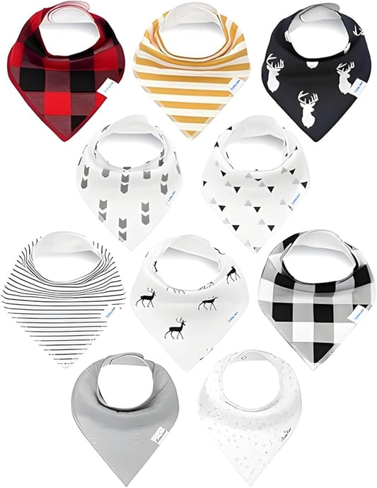 KiddyStar Organic Cotton Baby Bibs for Boys & Girls – Soft, Absorbent Teething & Drool Bibs - Adjustable Snaps for Toddlers