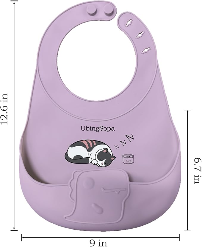 UBINGSOPA Silicone Baby Bibs – Adjustable, Soft, Waterproof & Durable, with Large Food-Catching Pocket, Feeding-Friendly
