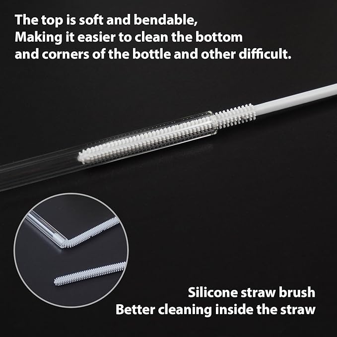 LeMuna Silicone Bottle Brush Set - Silicone Straw Brush for Narrow Neck, Hydro Flask, Sports Bottle & Glassware