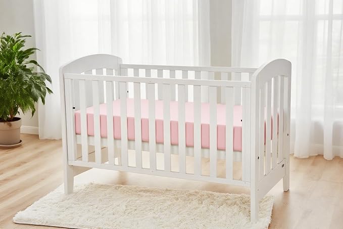 American Baby Company 2 Pack Fitted Crib Sheets 52" x 28" - Ultra Soft Microfiber Crib and Toddler Bed Sheets, White/Pink, Neutral for Boys & Girls