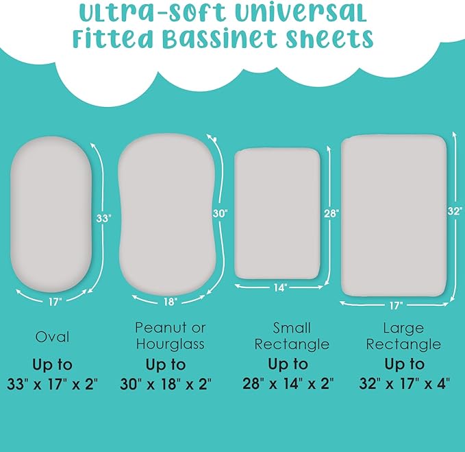 Stretch Fitted Bassinet Sheet Set BROLEX 2 Pack Cradle Sheets for Bassinet Pad/Mattress,Unisex Boys Girls,Ultra Soft,Bunny Nuts