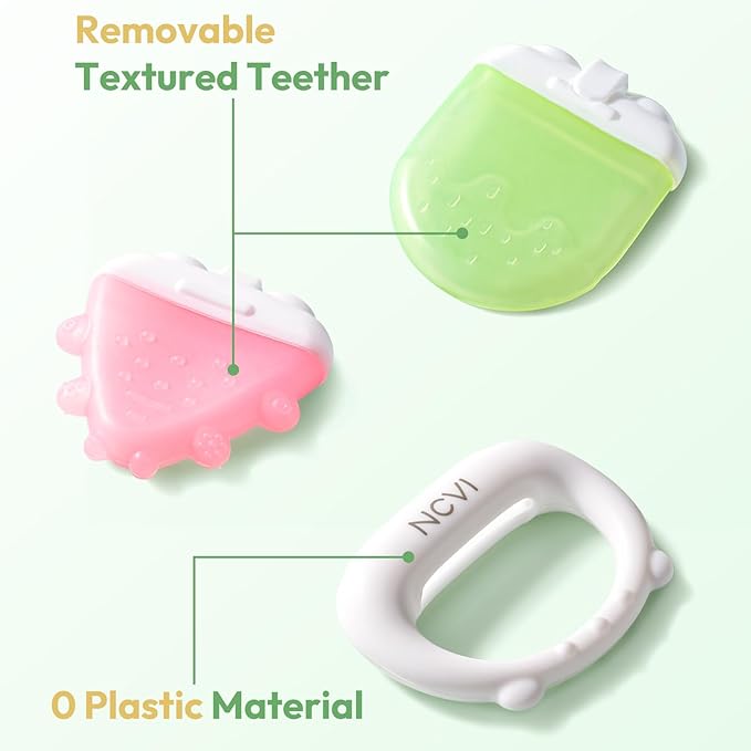 NCVI Freezable Baby Silicone Teething Toys – Cooling Relief for Babies 0-12 Months, BPA-Free, Water-Filled & Ice Teething Toys, Safe & Effective Cold Teethers for Soothing Sore Gums, Pink & Green
