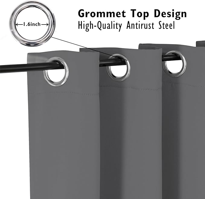 ChrisDowa Small Window Curtains 40 inches Long for Bedroom - Grommet Short Thermal Insulated Room Darkening Curtains for Kitchen (2 Panels, Grey, 29 x 40 Inch)