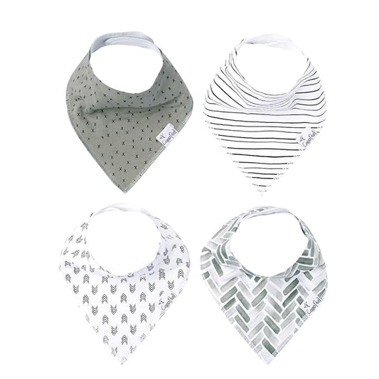 Copper Pearl 4 Pack Soft Cotton Baby Bibs for Drooling and Teething, Absorbent Drool Bibs for Baby Girl and Boy, Adjustable to Fit Newborns to Toddlers, Tons of Styles (Alta Set)