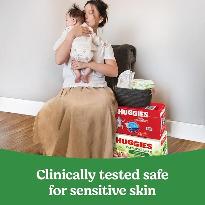 Huggies Natural Care Sensitive Baby Wipes, Unscented, Hypoallergenic, 6 Flip-Top Packs (288 Wipes Total)