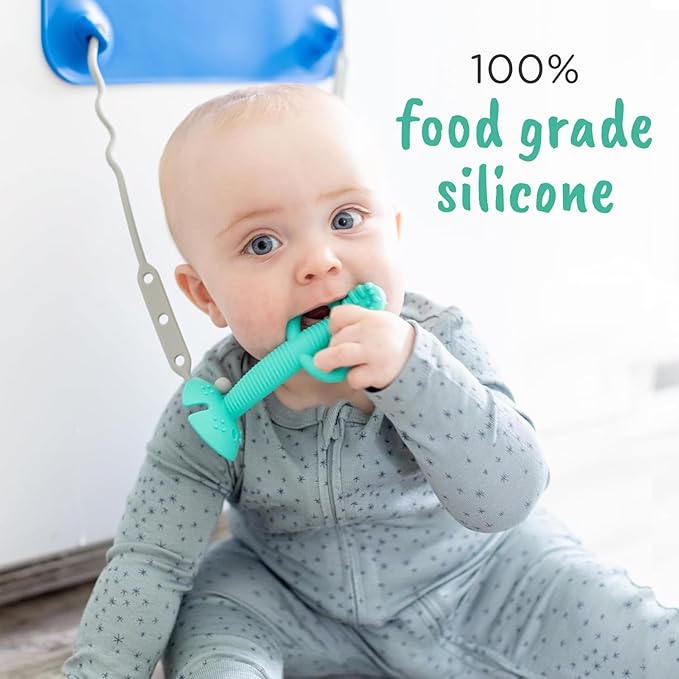 Busy Baby Teething Spoon - 2-in-1 Teether and Training Spoon for Self Feeding, Dishwasher Safe, BPA Free, Food Grade Silicone (Pink)