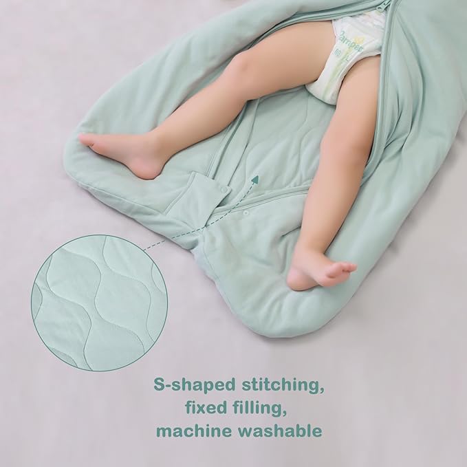 Mosebears Sleep Sack Baby Winter Wearable Blanket with 2-Way Zipper,2.5 TOG Cotton Sleep Sack Unisex (Calm Sage, 0-6 Months)