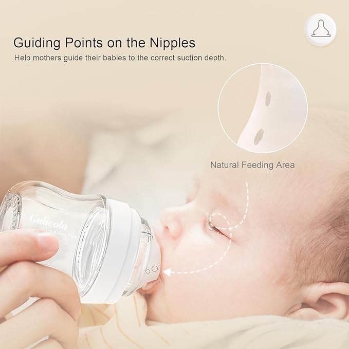 Gulicola PP (NOT Glass) Baby Breastfeeding Bottles Newborn Set 4 Pack, Extra Slow Flow Nipples, 0 Months +, 5 oz - Pink