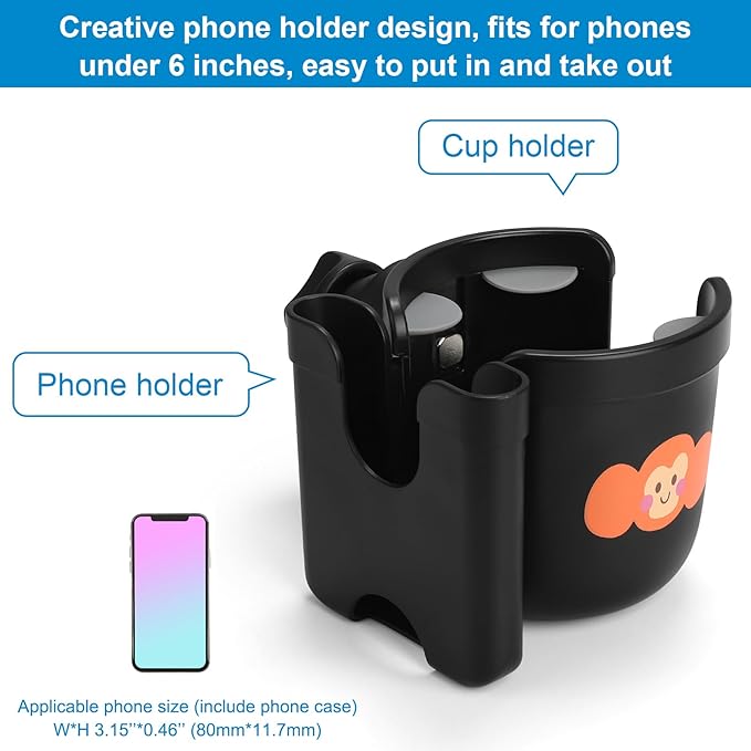 Accmor 2-in-1 Walker Cup Holder with Phone Holder, Wheelchair Cup Holder, Rollator Cup Holder, Cup Phone Holder for Walker, Wheelchair, Rollator, Mobility Scooter