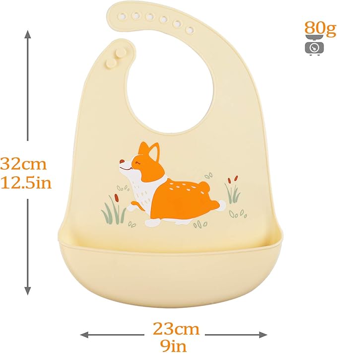 YINGJEE Baby Silicone Feeding Bibs, 3pcs Adjustable Waterproof Bibs for Feeding