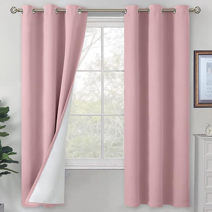BGment Pink Blackout Curtains for Bedroom 72 Inch Length 2 Panels Set, Thermal Insulated Bedroom Curtains Soundproof Kids Nursery Window Curtain Drapes, Each Grommet Curtains 42 Inch Wide