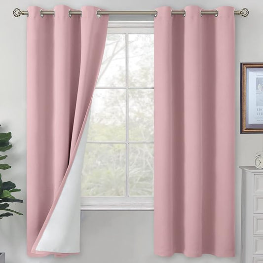 BGment Pink Blackout Curtains for Bedroom 72 Inch Length 2 Panels Set, Thermal Insulated Bedroom Curtains Soundproof Kids Nursery Window Curtain Drapes, Each Grommet Curtains 42 Inch Wide