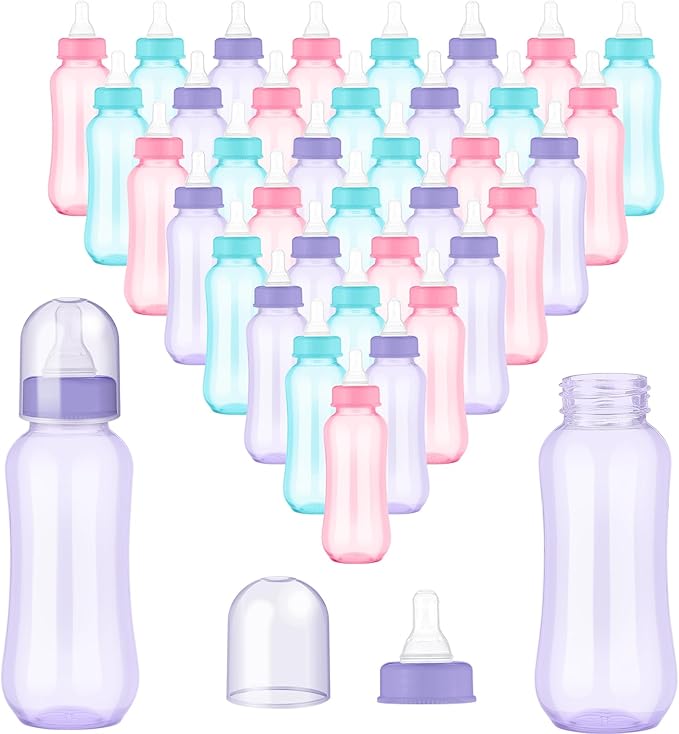 Norme 36 Pcs 9.5 oz Plastic Bottles Chug Shower Game Party Favors for Shower Decorations Gender Reveal Gifts (Many Color)