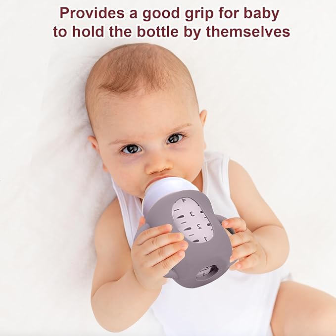 Juome Silicone Sleeves with Handles for Avent Natural Glass Baby Bottle - 3 Pack Koala Shape Anti Breakage Baby Bottles Holder, Compatible with Philips Avent Anti Colic Baby Bottles 4 oz