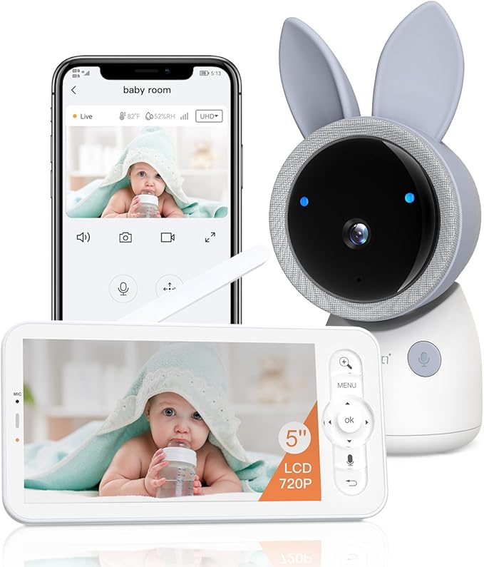 ARENTI 4MP 2.4G&5G WiFi Baby Monitor with Camera and Audio, Night Light, Auto Traking, Cry&Motion Detection, Temperature Sensor, App Control