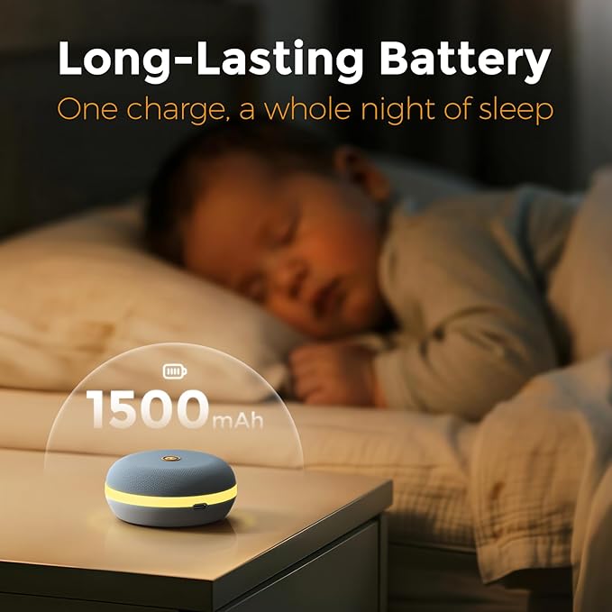 Gianna Portable White Noise Machine with Custom Voice Recording & App Control, Rechargeable Baby Sound Machine, Night Light, Timer, 12-Hour Battery for Sleep, Travel & Nursery
