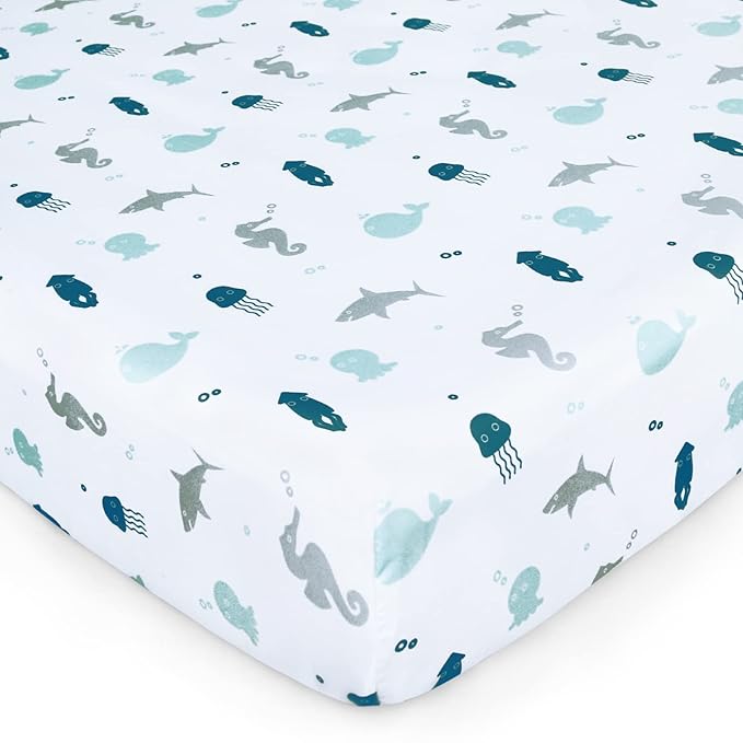 Crib Sheets for Boys or Girls 2-Pack, Fitted Crib Sheet 52'' x 28'' for Standard Crib & Toddler Mattres, Soft and Breathable Material, Baby Crib Sheets Neutral, Grey