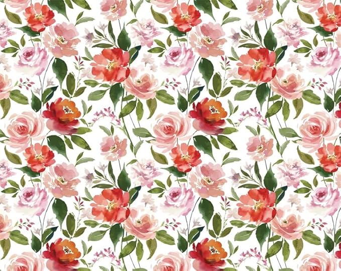 Renaiss Watercolor Flowers Curtains Rose Peony Floral Print Blackout Window Curtain Panels Thermal Insulated Grommet Top Window Curtains for Living Room Bedroom 53W x 108L Inch 2 Panel Set