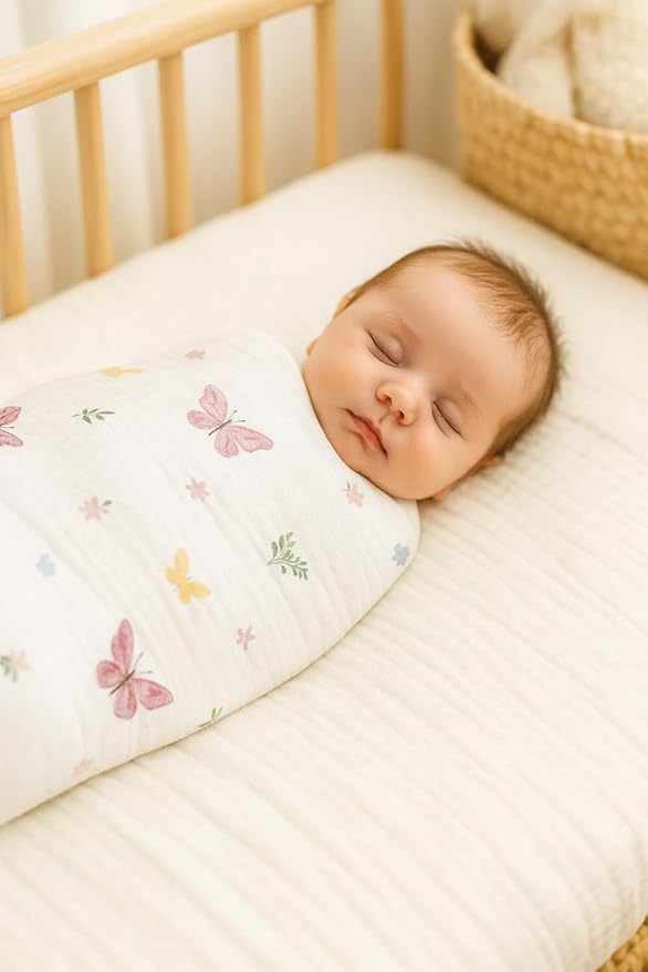 Soft 100% Cotton Swaddles for Newborns, 2- Pack - Large, Breathable Baby Blanket - Versatile, Durable Muslin Swaddle Blankets - Perfect Newborn Essentials (Butterfly/Sunshine)
