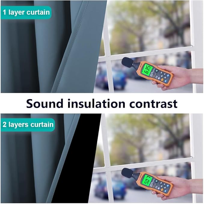 NICETOWN 100% Blackout Curtains 84 inches Long, Smoky Blue, 52 inches Wide, Pair of Energy Smart & Noise Blocking Out Drapes for Baby Room Window, Thermal Insulated Guest Room Lined Window Dressing