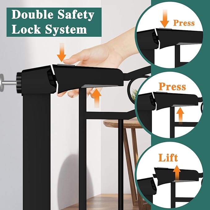 Fairy Baby 76.4"-81.8" Extra Wide Baby Gate for Stairs Doorways, Pressure Mount Pet Gate Auto Close Safety Child Gate, Long Large Dog Gate Indoor for House, 77 78 79 80 81 Inches Wide, Black