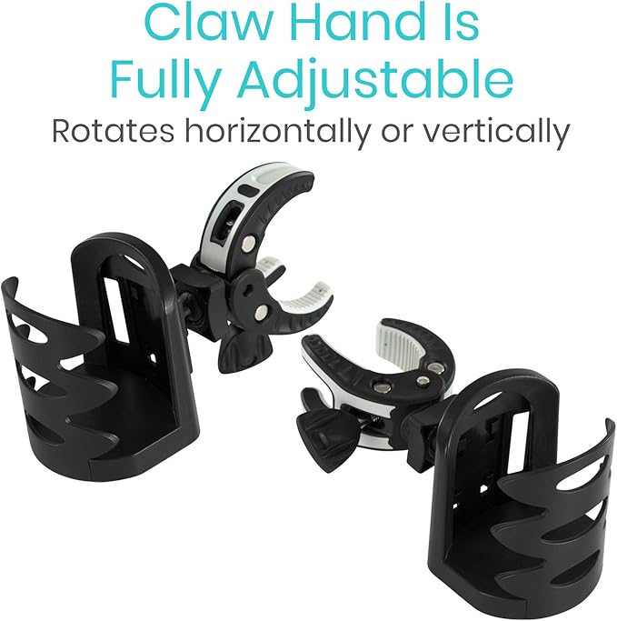 Vive Cup Holder for Walker, Wheelchair, Accessories, Stroller, Adults, Bike, Boat, Desk, Mobility Scooter, Rollator, Electric Wheel Chair - Portable Adjustable Cupholder Attachment, Near Universal Fit