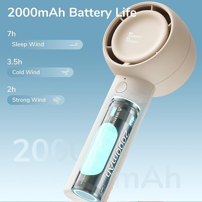 JISULIFE Mini Portable Fan-Bladeless Safe Design, Powerful Turbo Handheld Fan with 3 Speeds, USB Rechargeable, Small Pocket Design for Travel/Lash, Gifts For Girls/Women