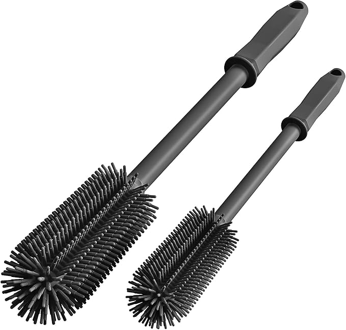 SUPPHOUS Long Silicone Bottle Cleaning Brush | 2 Pack| 16”+13”Water Bottle Brush Cleaner Brush for Hydro Flask,Glassware,Vacuum Sports Bottle&Vases,Silicone Water Bottle Cleaner Brush for Narrow Neck