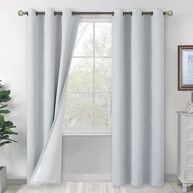 BGment Blackout Curtains for Bedroom 84 Inch Length 2 Panels Set, Thermal Insulated Bedroom Curtains Soundproof Room Darkening Window Curtain Drapes, Each Grommet Curtains 42 Inch Wide, Greyish White