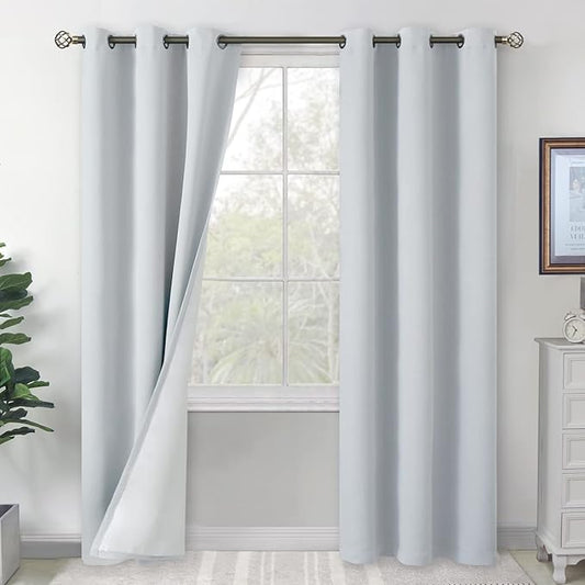 BGment Blackout Curtains for Bedroom 84 Inch Length 2 Panels Set, Thermal Insulated Bedroom Curtains Soundproof Room Darkening Window Curtain Drapes, Each Grommet Curtains 42 Inch Wide, Greyish White