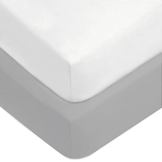 American Baby Company 2 Pack Fitted Crib Sheets 52" x 28" - Ultra Soft Microfiber Crib and Toddler Bed Sheets, White/Gray, Neutral for Boys & Girls