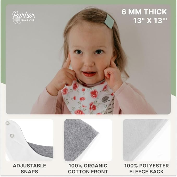 Parker Baby Bandana Drool Bibs 8 Pack Baby Bibs for Boys, Girls, Unisex - Soft & Stylish Teething Bibs for Babies