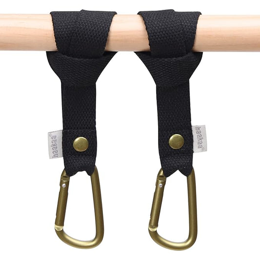 haakaa Baby Stroller Hooks for Bags丨Universal Stroller Clips and Hooks, Non-Slip with One-Hand Opening, Multipurpose Stroller Straps for Diaper Bags, Backpacks, Bikes & Shopping Carts - Black, 2 Pack
