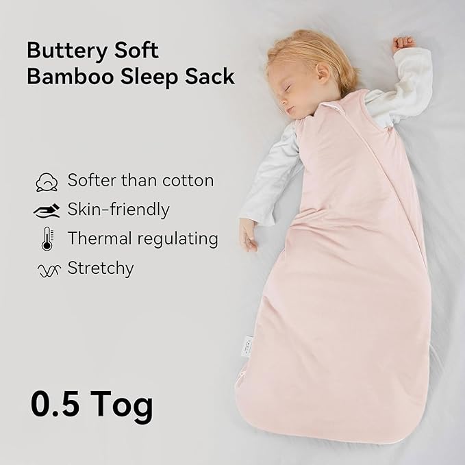 BubblePanda Rayon Made from Bamboo Sleep Sack 18-24 Months 0.5 Tog Soft Lightweight Toddler Sleep Sack 2t for Babies 2-Way Zipper Wearable Blanket Baby 18 Months