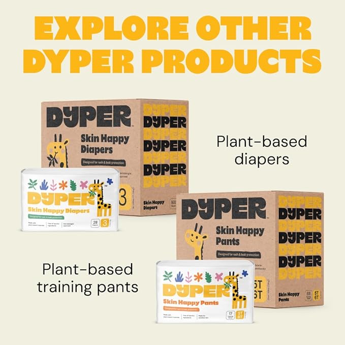 DYPER Monthly Pack Newborn Baby Diaper <10 lbs 204 Count - Leak-Proof & Plant Based, Hypoallergenic and Ultra Absorbent Newborn Diapers for Day and Overnight Skin Protection (Packaging May Vary)