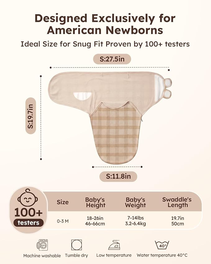 Yoofoss Baby Swaddles for Newborns 100% Organic Cotton, Adjustable Swaddle 0-3 Months 2 Zippers Newborn Swaddle Sack, Breathable Soft Durable