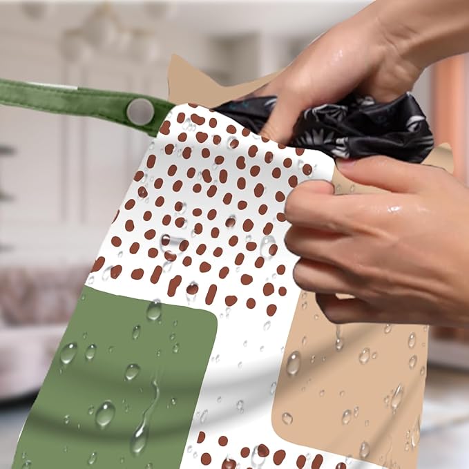 4 Pack Boho Green Abstract Botanical Wet Bag Waterproof Washable Reusable Wet Dry Bag for Swimsuit Dirty Clothes Diaper Travel Beach Pool Gym Camping Toiletries Beach Essentials，Modern Nordic Style