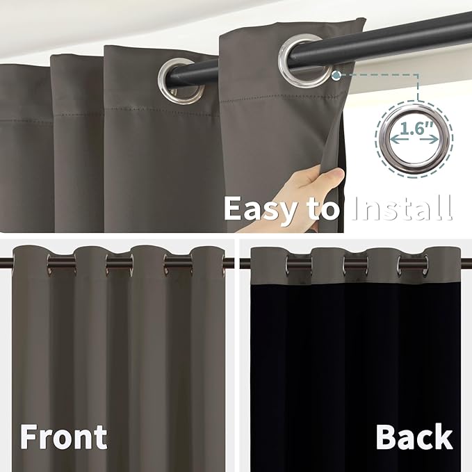 BGment Short 100% Blackout Curtains for Bedroom, Thermal Insulated Energy Efficiency Noise Reducing Grommet Curtains 45 Inch Length with Liner for Small Window 2 Panels Each 42 Inch Wide, Grey