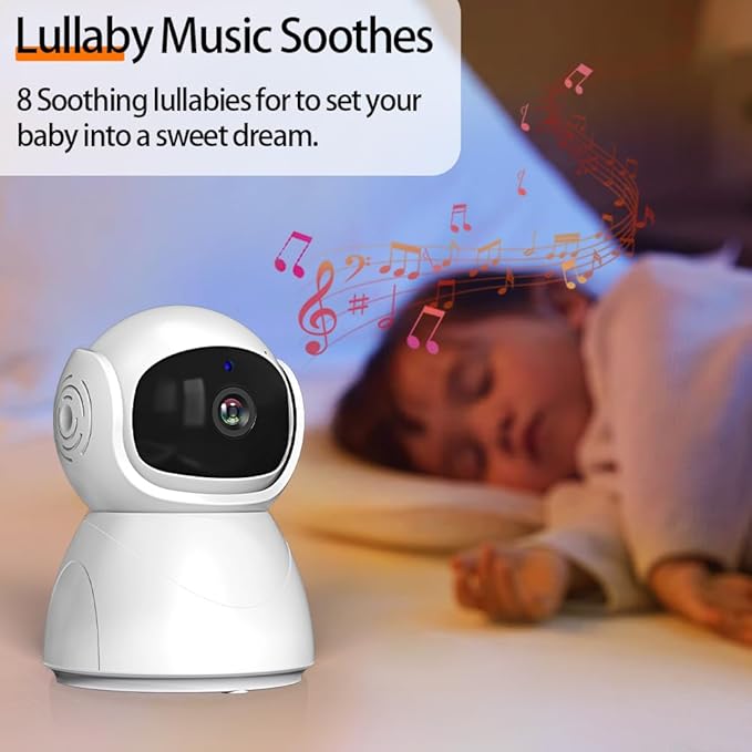 5" Video Baby Monitor with Camera and Audio, No WiFi No App, 720P HD Secure Connection, 1000ft Range, Night Vision, Temp & Feeding Alarm, 355° PTZ