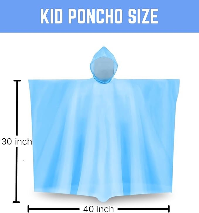 Rain Ponchos for Adults, Kids & Family - 4, 8, 9 & 16 Pack Options - Extra Thick, Tear-Resistant with Hood