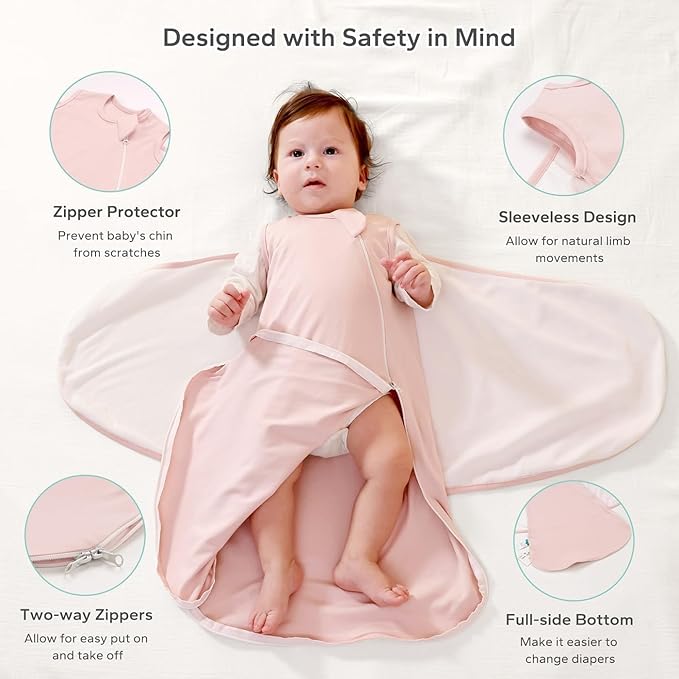 LILBESTIE Baby Swaddle Sleep Sack, 1.0 Tog New-Parent-Friendly Swaddle for Newborns & infant 6-12 Months Baby Wearable Blanket Reduce Startle Reflex, Newborn Boys Girls Registry Essentials