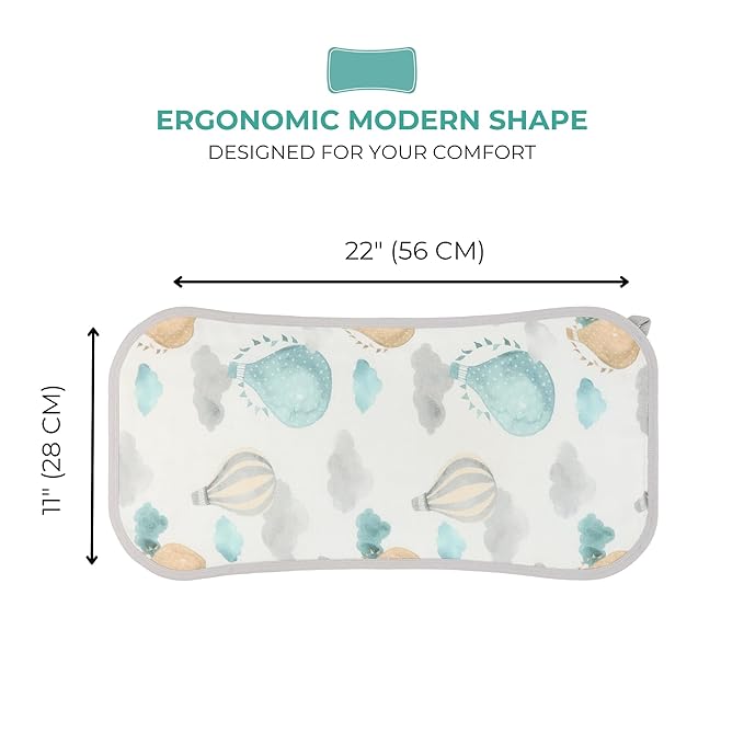 Featherhead 5 Pack Muslin Baby Burp Cloths for Boys & Girls, 22" X 11", Premium Cotton Muslin and Terry Spit up Rags, Super Soft and Absorbent (Green Hot Air Balloons)