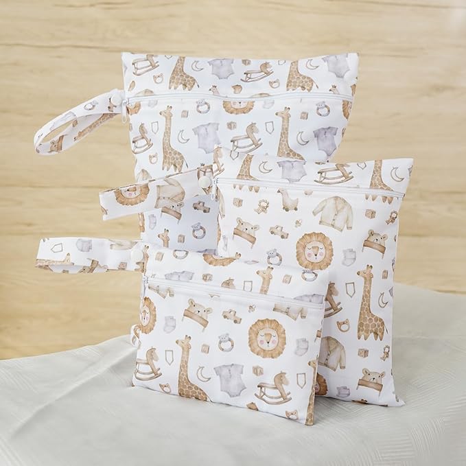 Happy Flute 3 Set Wet Bag Storage Bag Zipper Waterproof Washable Travel Bags, Beach, Pool, Gym Bag for Cloth Diaper, Swimsuits & Wet Clothes(EF545)