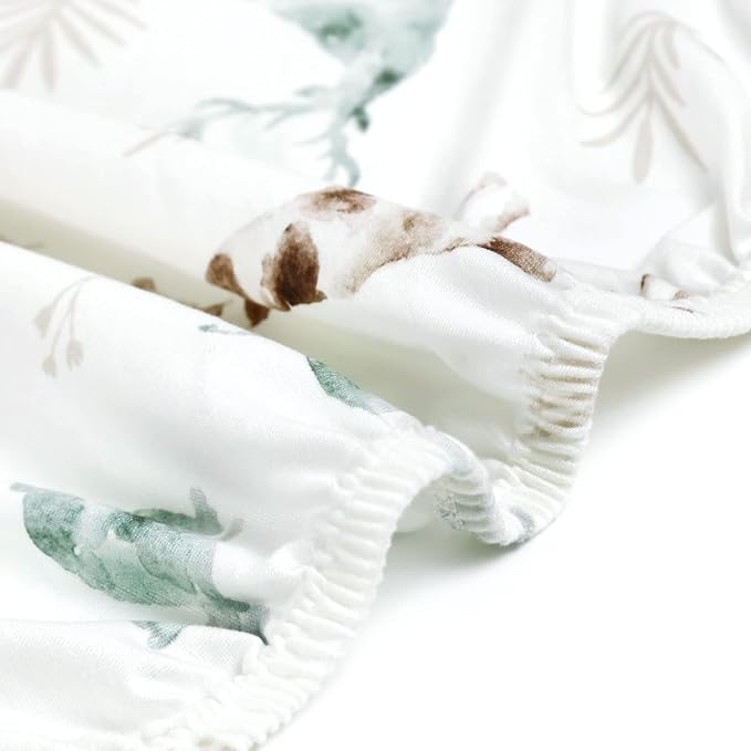 Stretch Ultra Soft Jersey Knit Fitted Crib Sheets Set 2 Pack，Fit All Standard Crib Mattress Pads Safe and Snug, Crib Fitted Sheet for Baby, Stylish African Savannah Animals Pattern